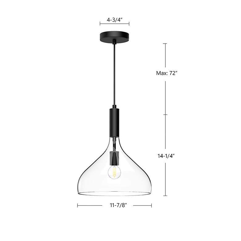 Image 7 Belleview 12" Wide Matte Black Mini Pendant with Clear Glass more views