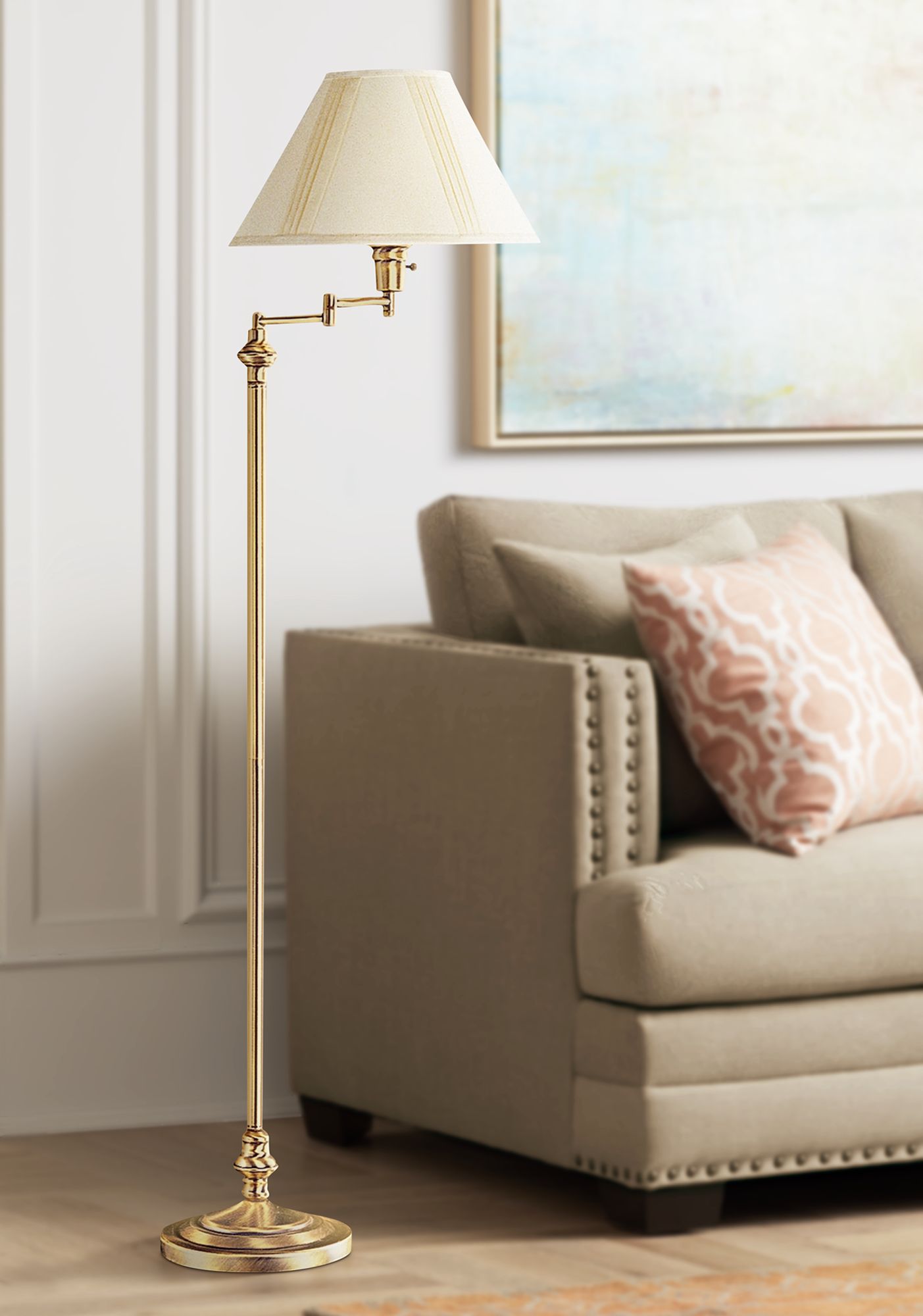 cal lighting swing arm floor lamp