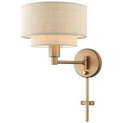 Bellingham 11" High Antique Gold Leaf Swing Arm Wall Lamp