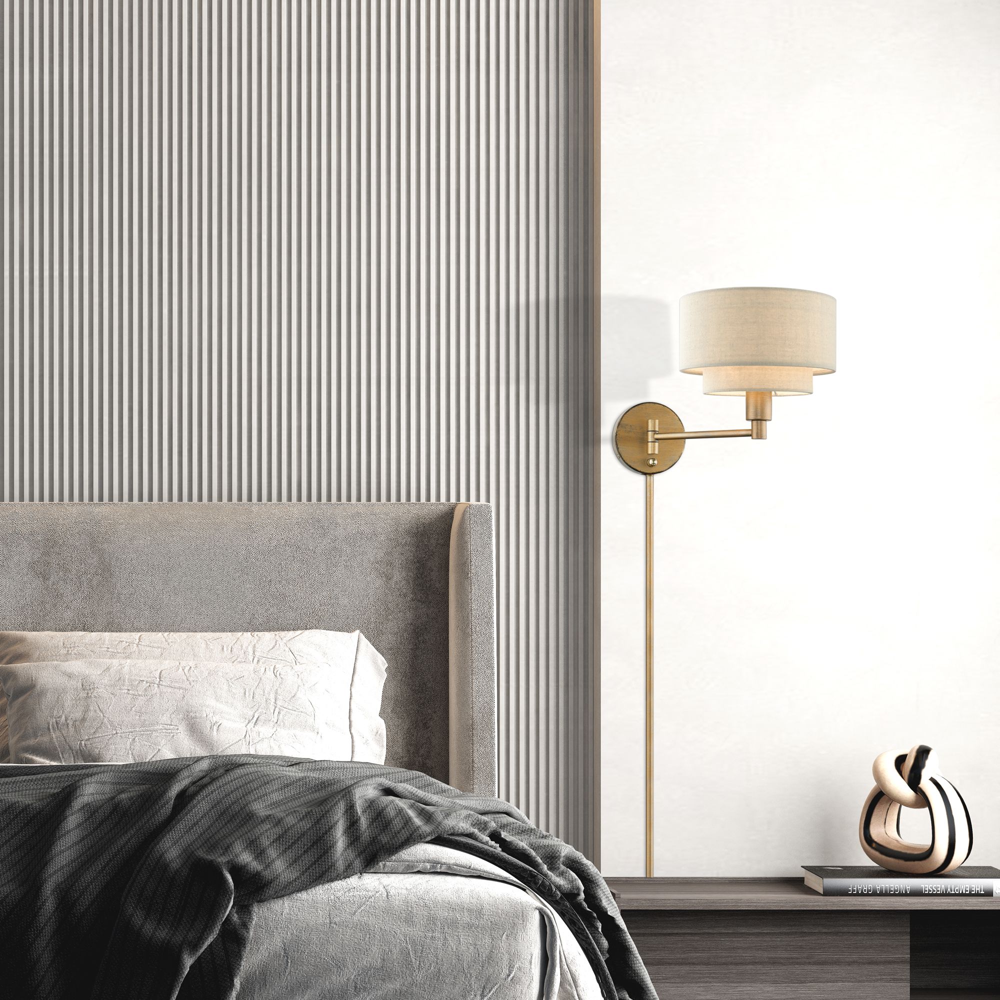 Bellingham 11" High Antique Gold Leaf Swing Arm Wall Lamp