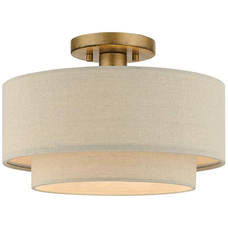 Image 3 Bellingham 13" Wide Antique Gold Leaf Ceiling Light