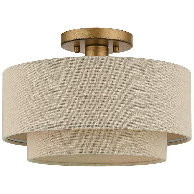 Image 7 Bellingham 13" Wide Antique Gold Leaf Ceiling Light more views