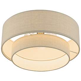 Image5 of Bellingham 15"W Antique Gold Leaf Double Drum Ceiling Light more views