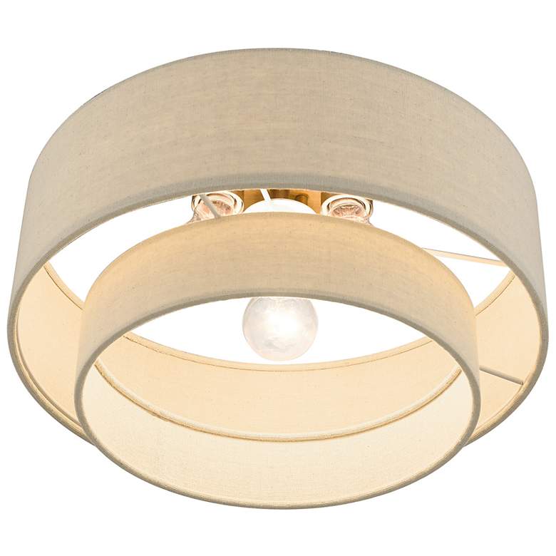 Image 6 Bellingham 15"W Antique Gold Leaf Double Drum Ceiling Light more views