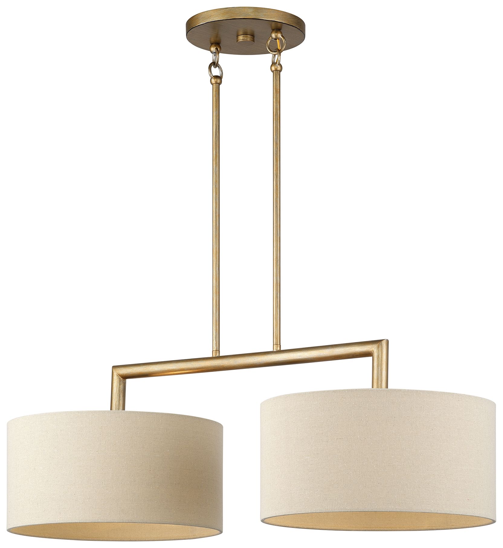 Image 4 Bellingham 2 Light Antique Gold Leaf Large Linear Chandelier more views