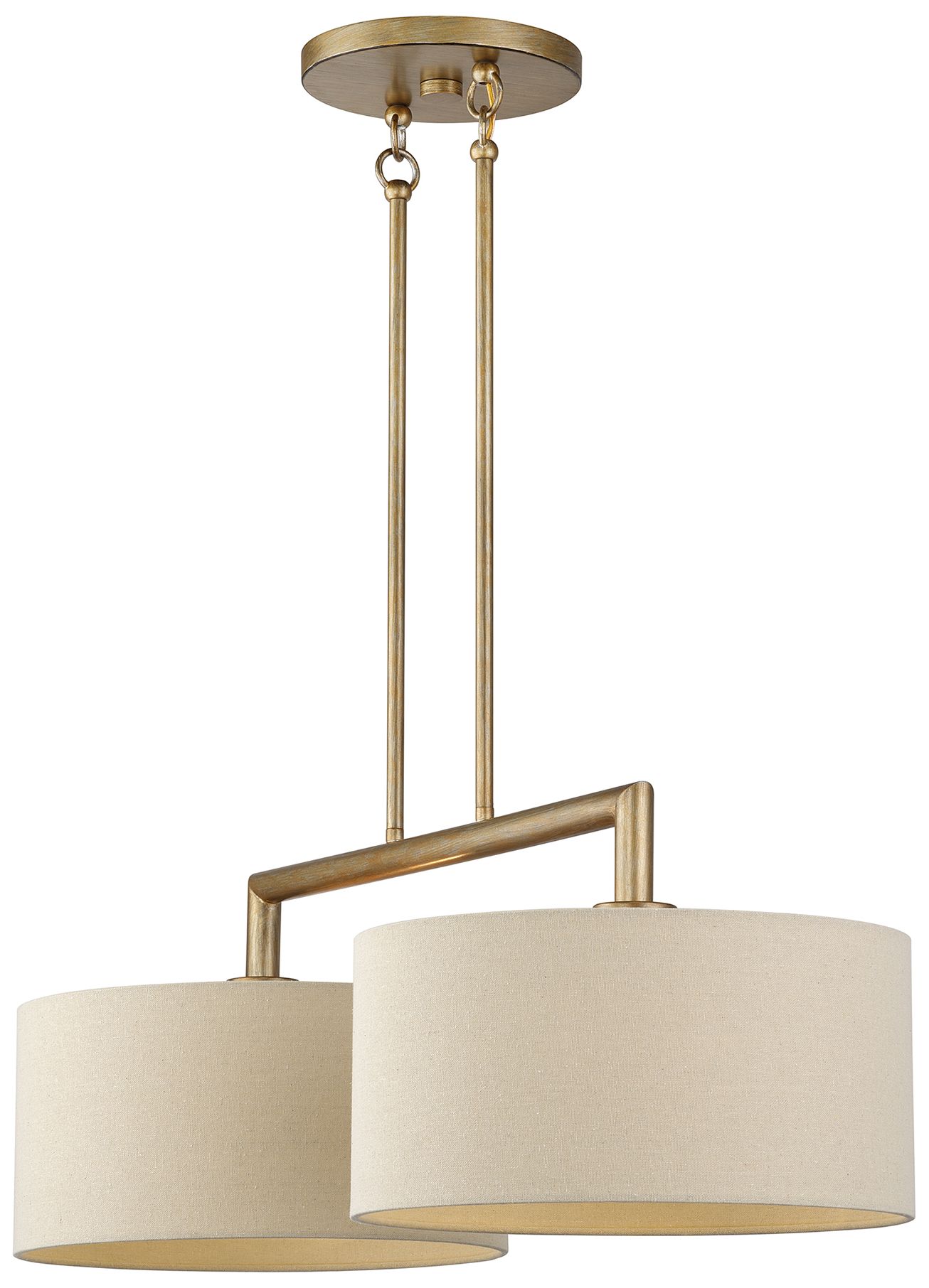 Image 5 Bellingham 2 Light Antique Gold Leaf Large Linear Chandelier more views