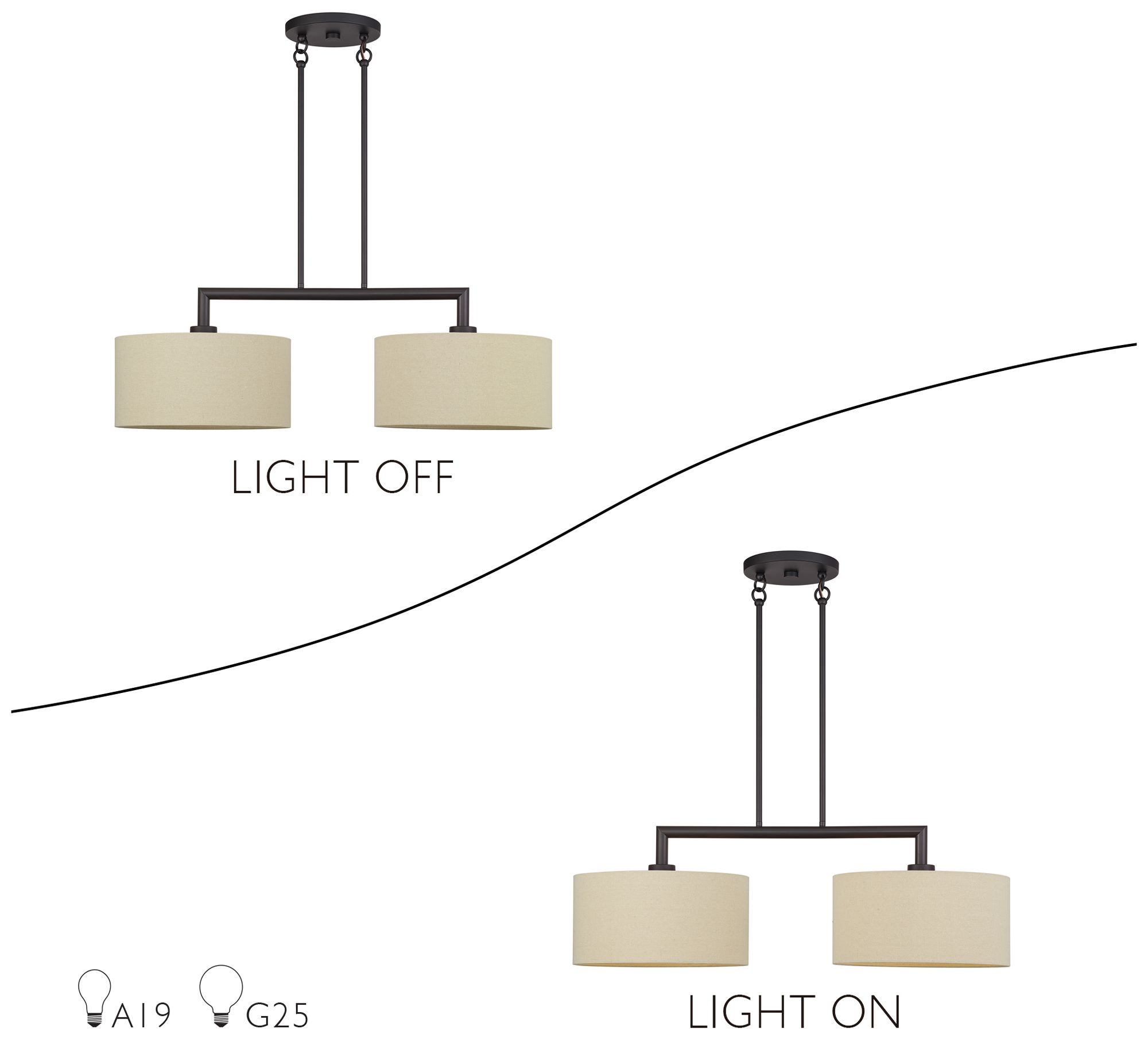 Bellingham 2 Light Bronze Large Linear Chandelier