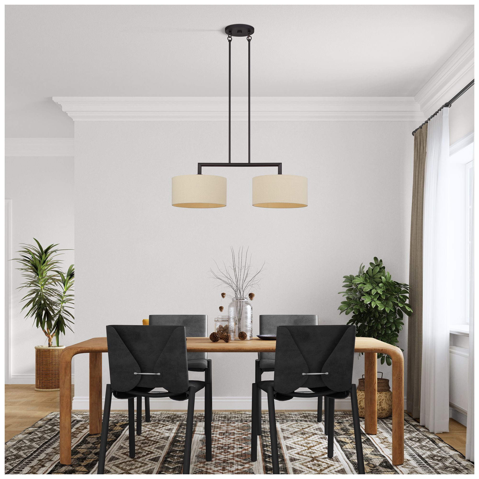 Bellingham 2 Light Bronze Large Linear Chandelier