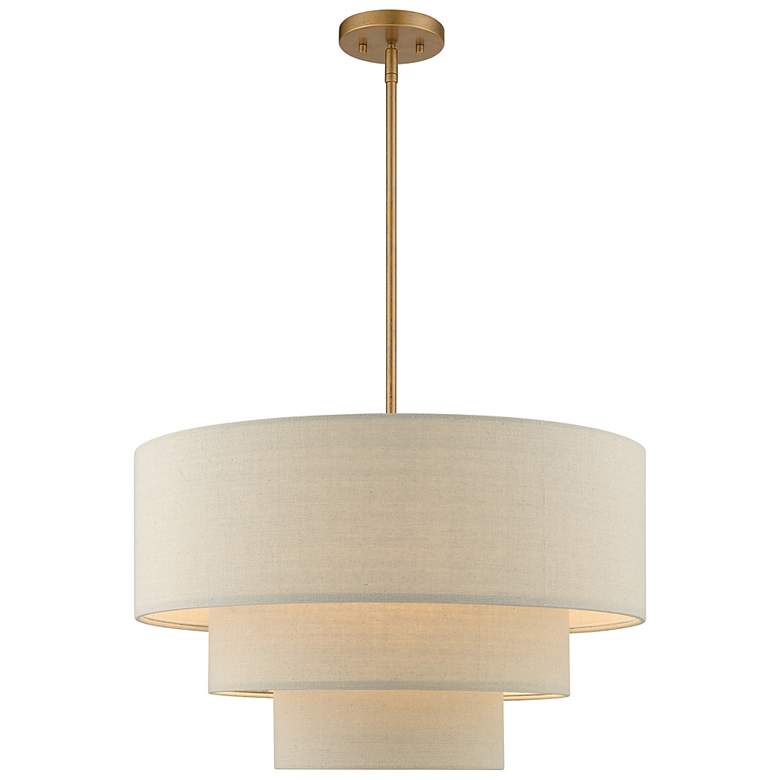 Image 3 Bellingham 23"W Antique Gold Leaf 3-Tier Drum Pendant Light
