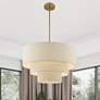 Bellingham 23"W Antique Gold Leaf 3-Tier Drum Pendant Light in scene