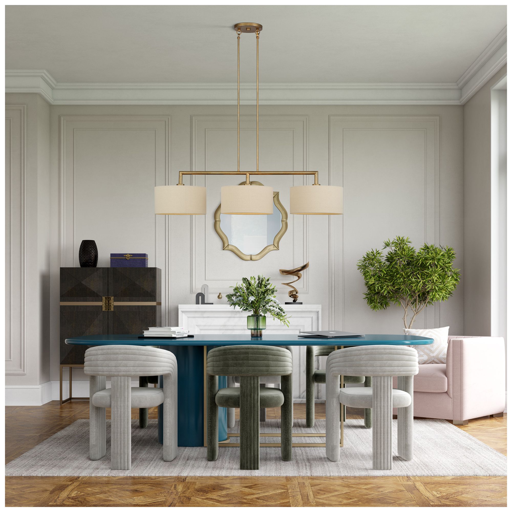 Bellingham 3 Light Antique Gold Leaf Ext