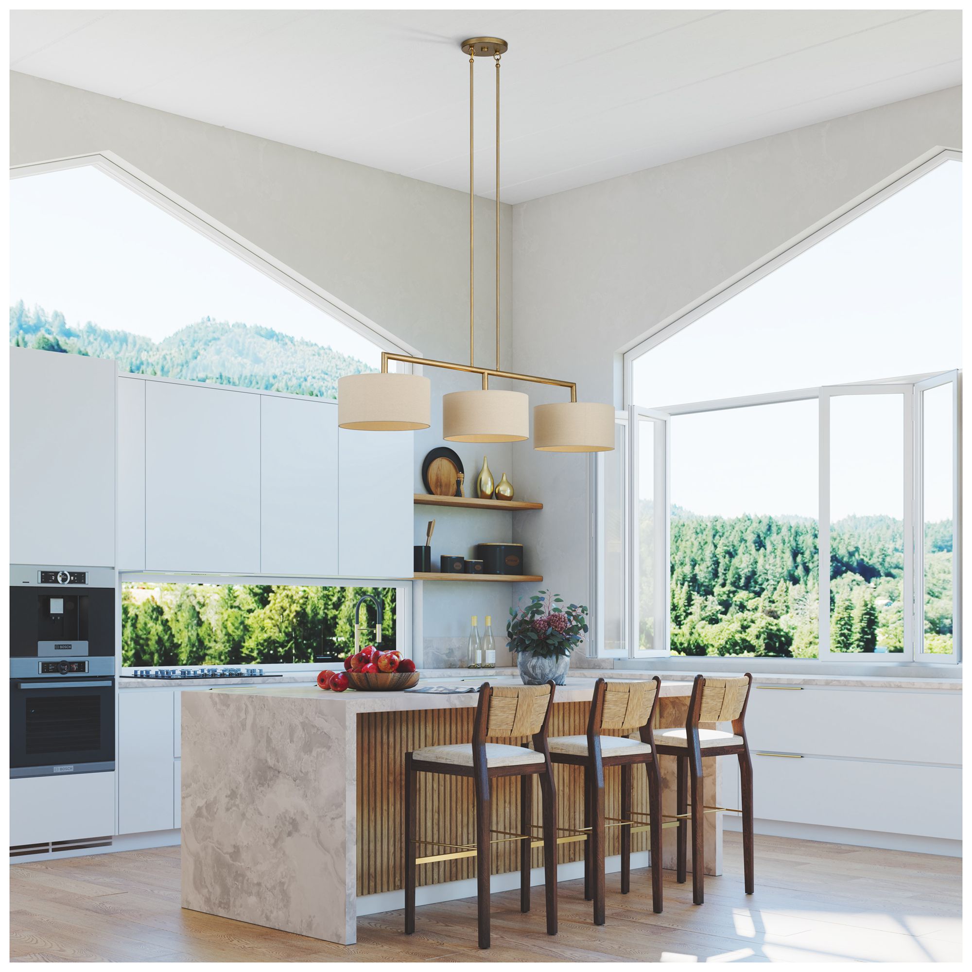 Bellingham 3 Light Antique Gold Leaf Ext