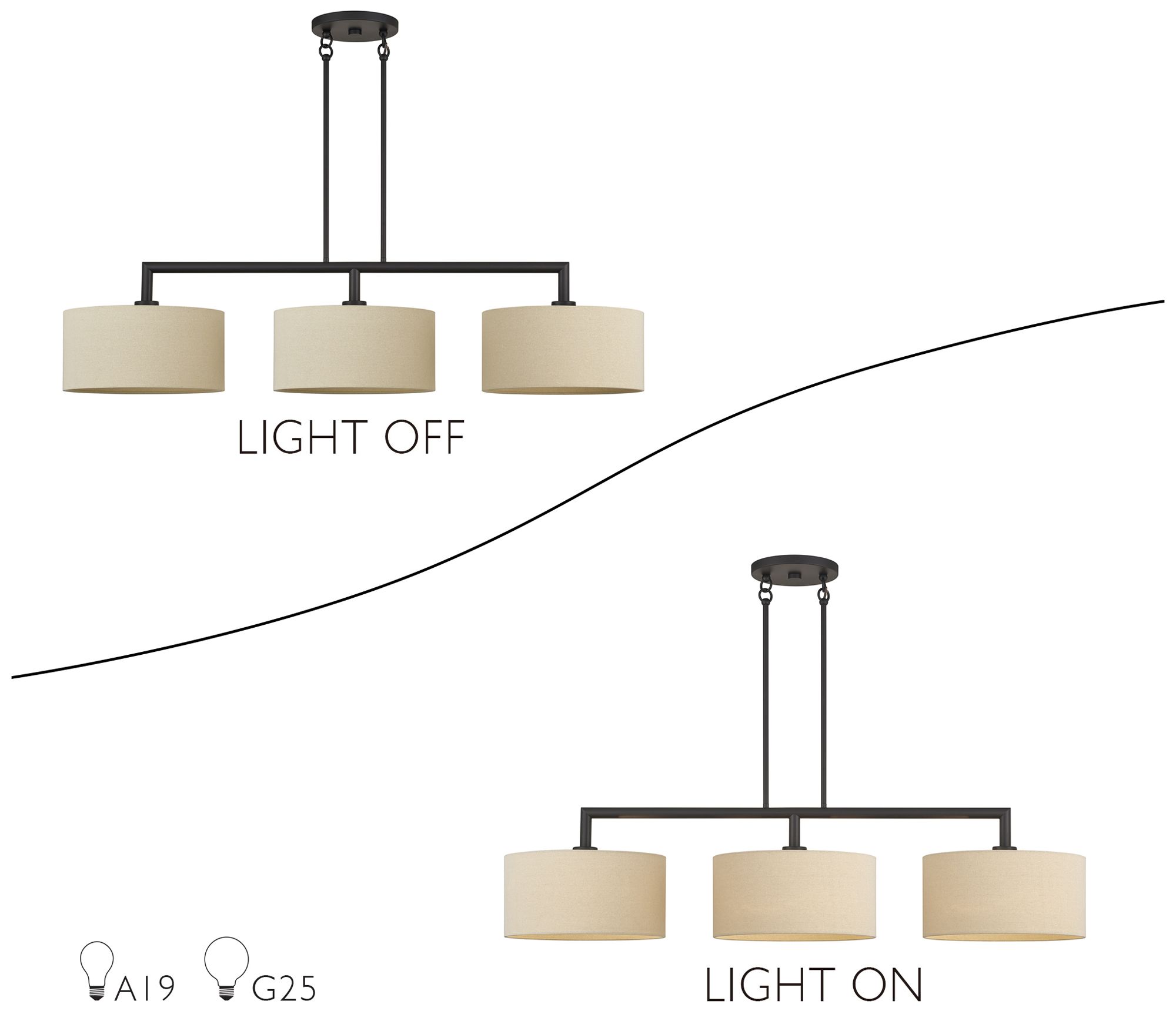 Bellingham 3 Light Bronze Extra Large Linear Chandelier