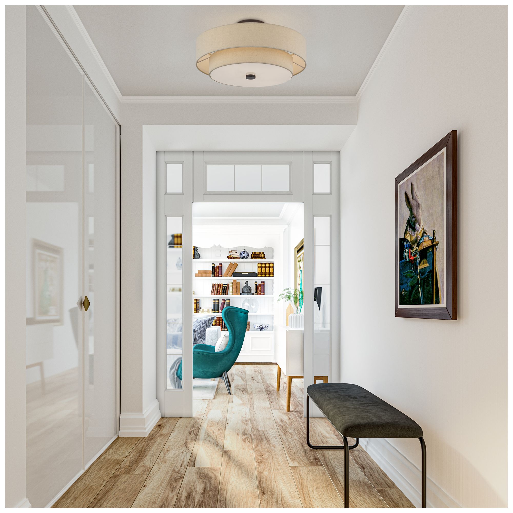 Bellingham 4 Light Antique Gold Leaf Large Semi-Flush