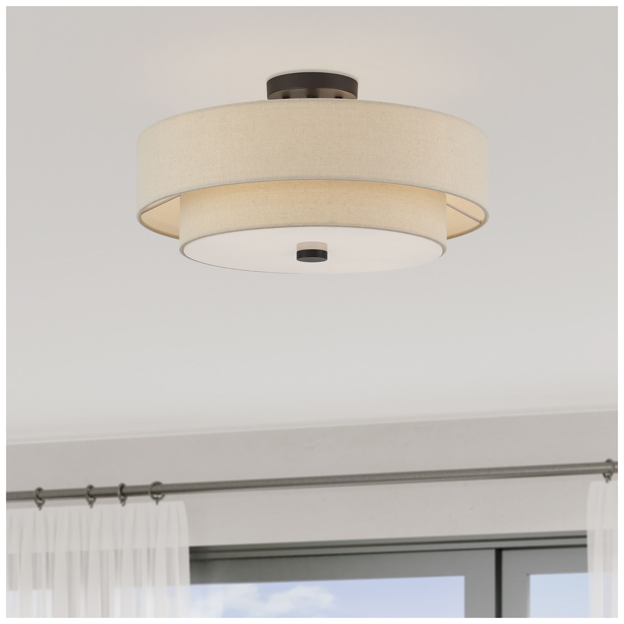 Bellingham 4 Light Bronze Leaf Large Semi-Flush