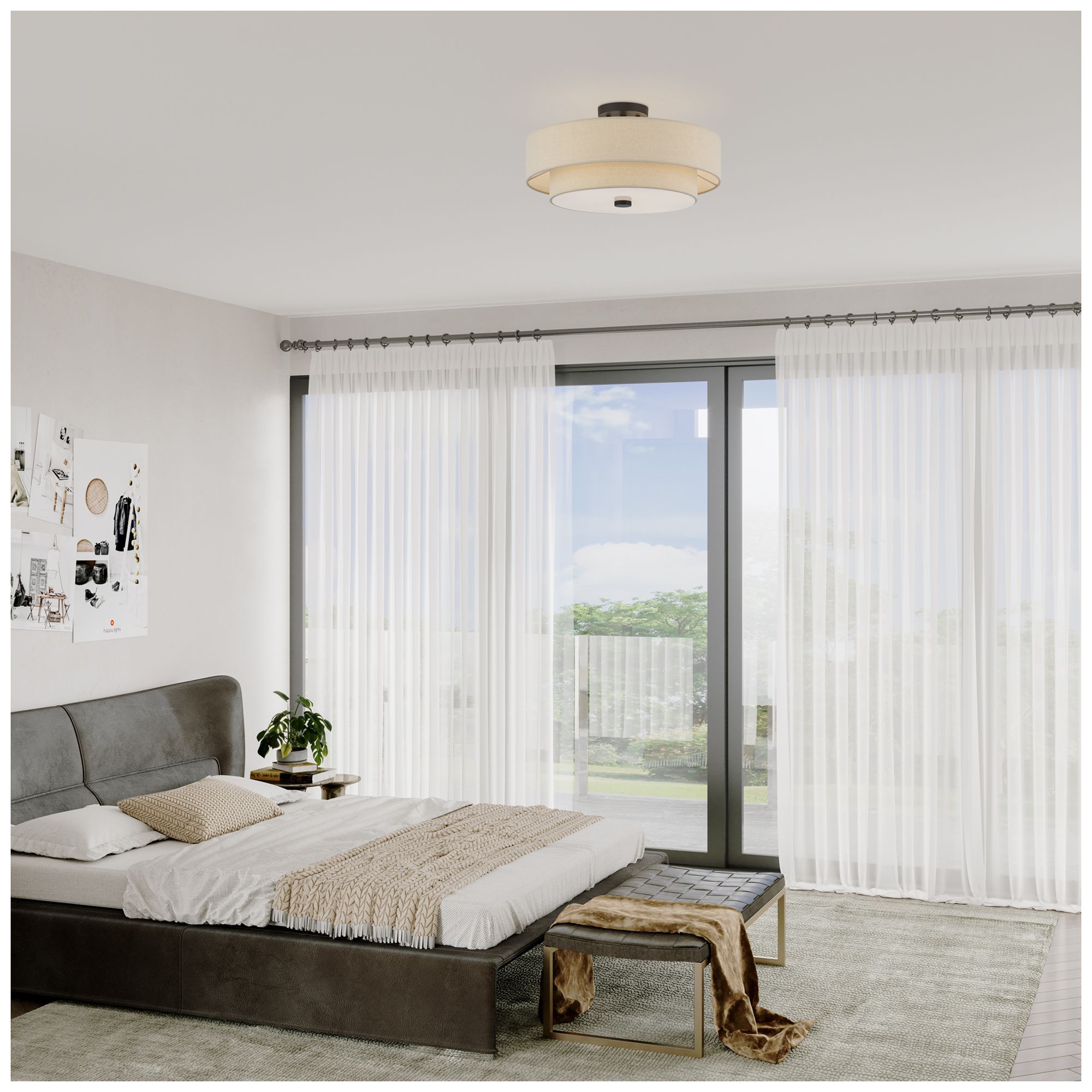 Bellingham 4 Light Bronze Leaf Large Semi-Flush