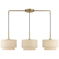 Bellingham 49"W Antique Gold Leaf 3-Light Linear Chandelier