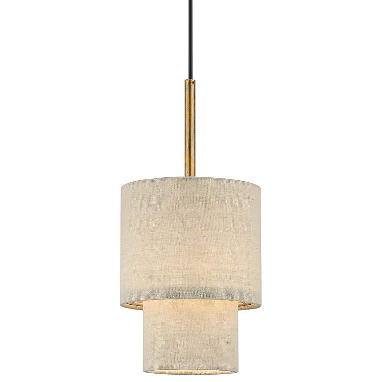 Image 3 Bellingham 7"W Antique Gold Leaf Double Drum Mini Pendant