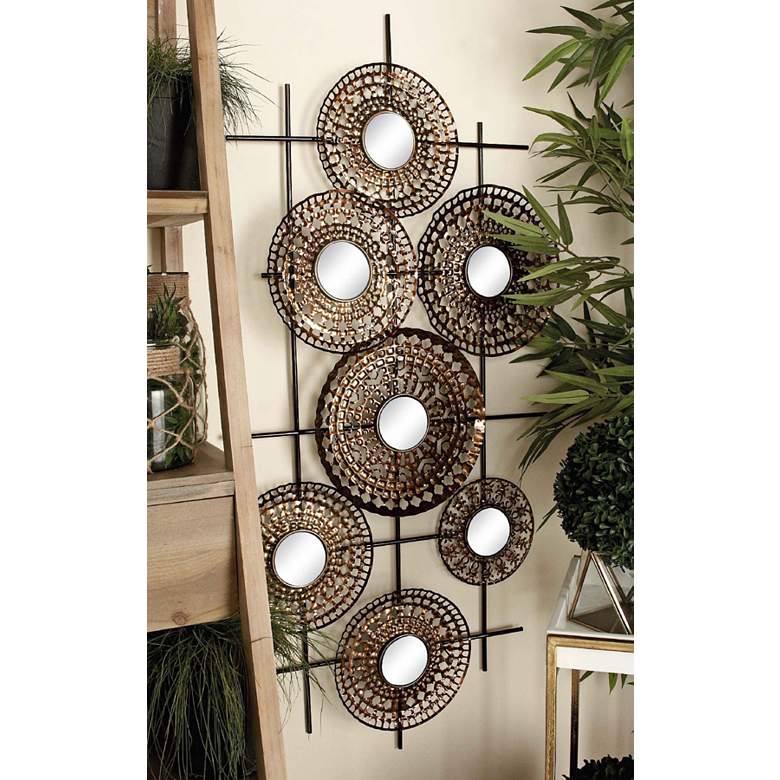 Image 1 Bellingham Textured Iron 51" Wide Mirror Metal Wall Art