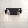 Bellings 9 1/2" High Black and Glass 2-Light bath Wall Sconce