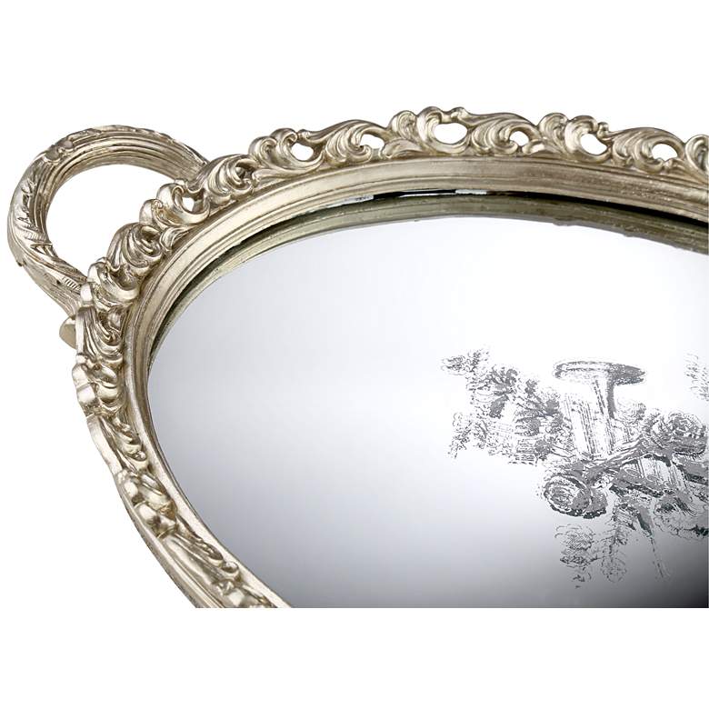 Image 3 Bellington 17 1/4" Wide Silver Floral Mirrored Serving Tray more views