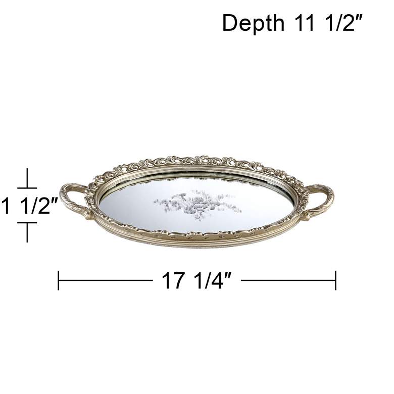 Image 4 Bellington 17 1/4 inch Wide Silver Floral Mirrored Serving Tray more views