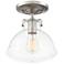 Bellis 9 1/2" Wide Brushed Nickel and Clear Glass Ceiling Light
