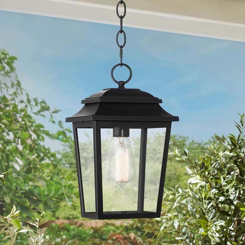 Image 1 Bellis Verde 14" High Textured Black Outdoor Hanging Light