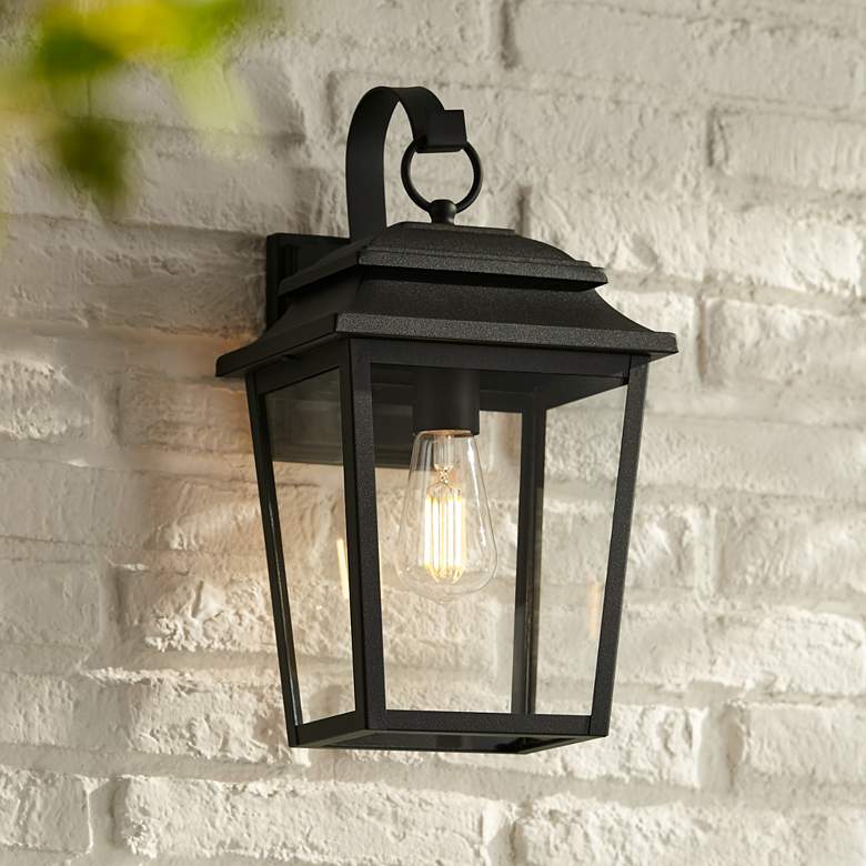Image 7 Bellis Verde 15 1/4" High Textured Black Outdoor Wall Light Set of 2 more views