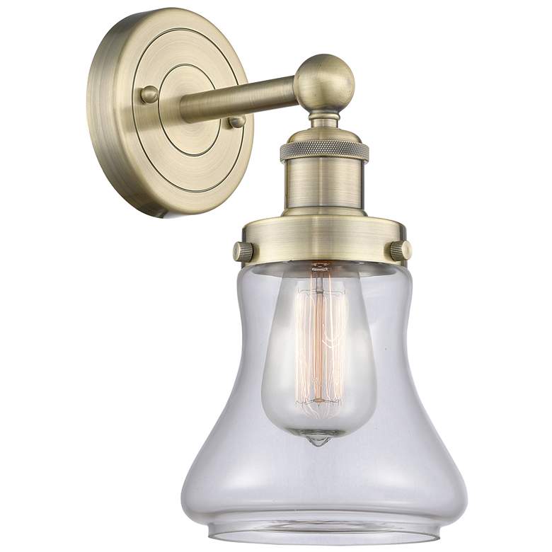 Image 1 Bellmont 10"High Antique Brass Sconce With Clear Shade