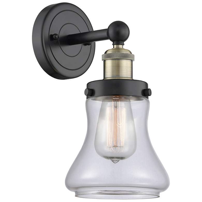 Image 1 Bellmont 10"High Black Antique Brass Sconce With Clear Shade