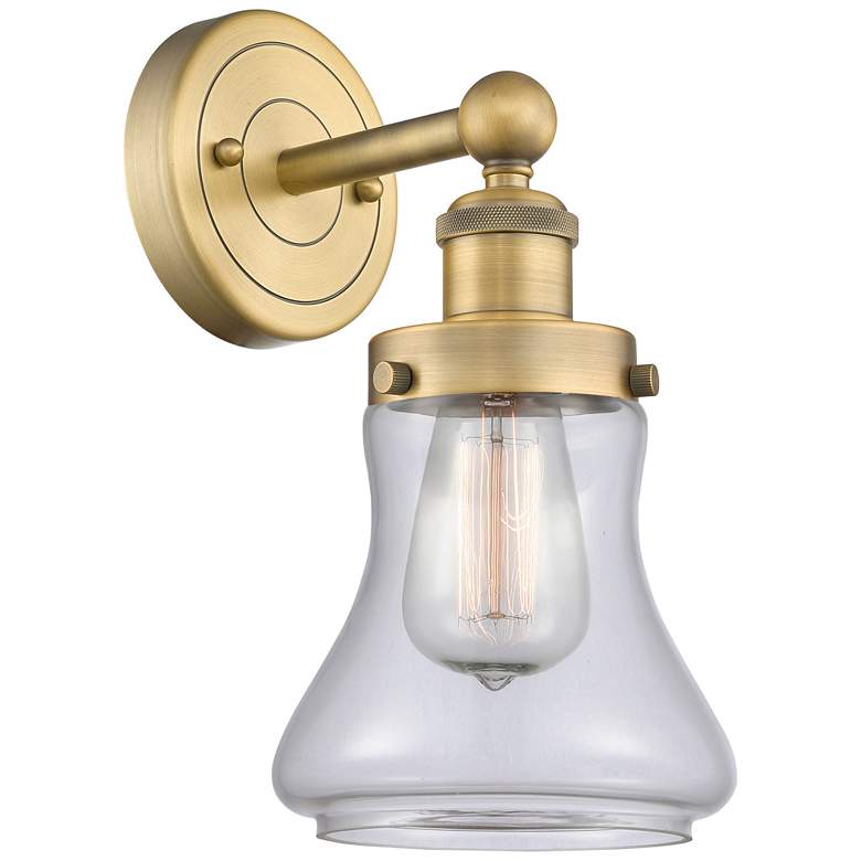 Image 1 Bellmont 10"High Brushed Brass Sconce With Clear Shade