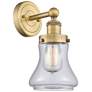 Bellmont 10"High Brushed Brass Sconce With Clear Shade
