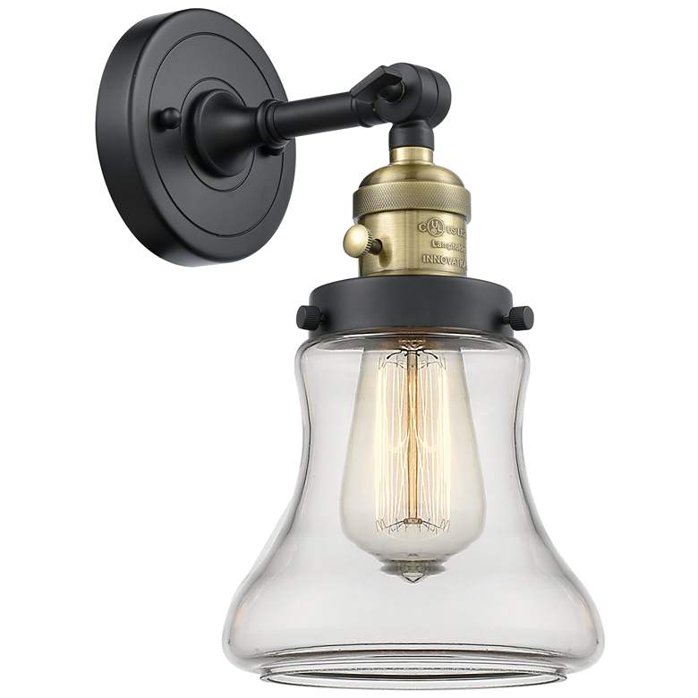 Image 1 Bellmont 11 inch High Black Brass Sconce w/ Clear Shade