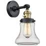 Bellmont 11" High Black Brass Sconce w/ Clear Shade