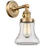 Bellmont 11" High Brushed Brass Sconce w/ Clear Shade