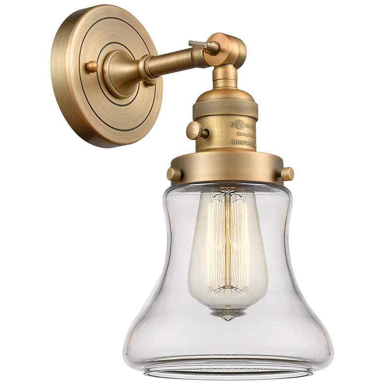Image 1 Bellmont 11" High Brushed Brass Sconce w/ Clear Shade