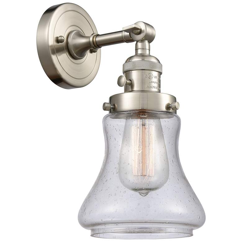 Image 1 Bellmont 11 inch High Brushed Satin Nickel Sconce w/ Seedy Shade