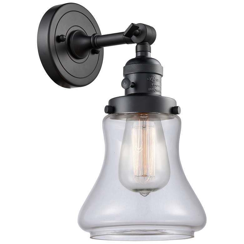Image 1 Bellmont 11" High Matte Black Sconce w/ Clear Shade