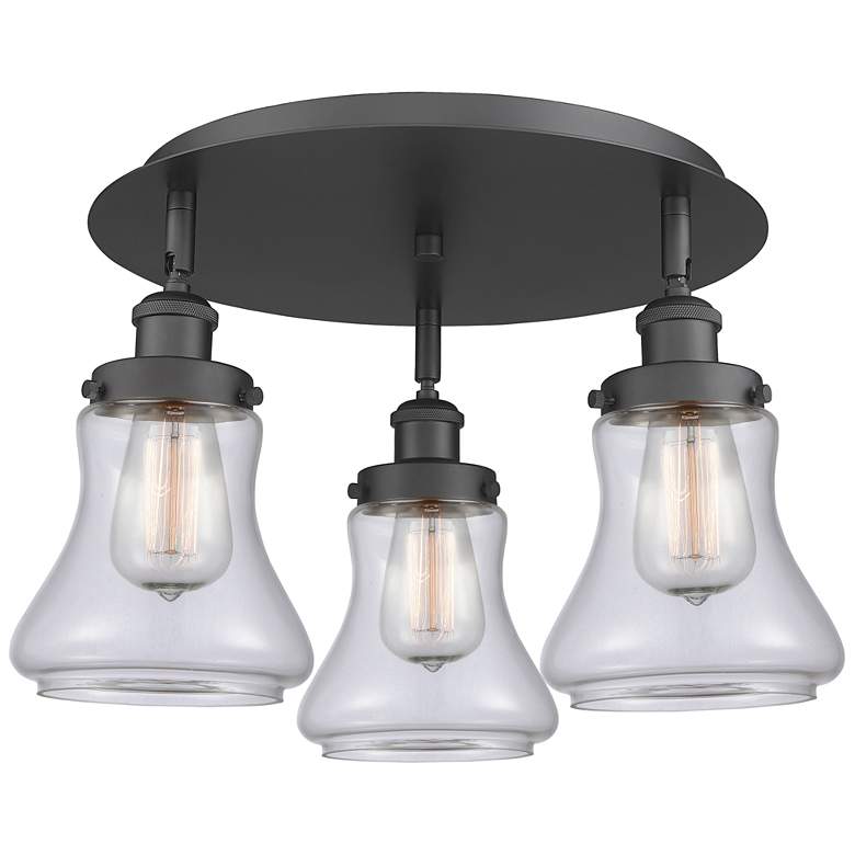 Image 1 Bellmont 17.75" Wide 3 Light Matte Black Flush Mount With Clear Glass