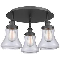Bellmont 17.75" Wide 3 Light Matte Black Flush Mount With Clear Glass