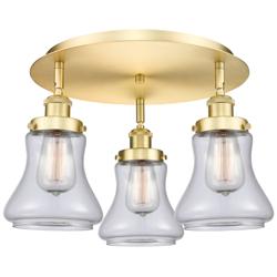 Bellmont 17.75&quot; Wide 3 Light Satin Gold Flush Mount With Clear Glass S