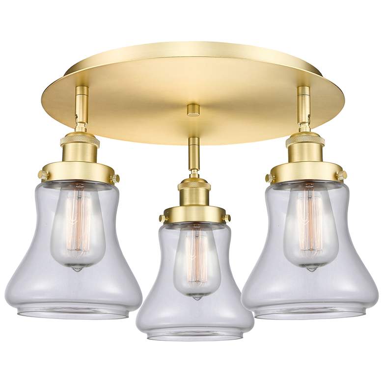 Image 1 Bellmont 17.75" Wide 3 Light Satin Gold Flush Mount With Clear Glass S