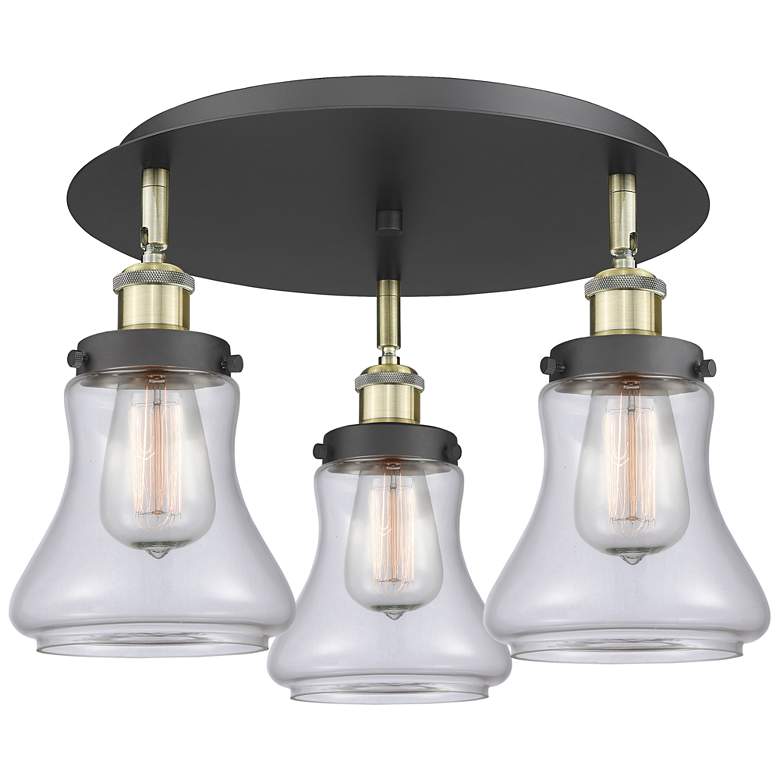 Image 1 Bellmont 17.75"W 3 Light Black Antique Brass Flush Mount w/ Clear Shad