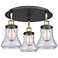 Bellmont 17.75"W 3 Light Black Antique Brass Flush Mount w/ Clear Shad