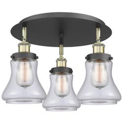 Bellmont 17.75"W 3 Light Black Antique Brass Flush Mount w/ Clear Shad