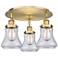 Bellmont 17.75"W 3 Light Brushed Brass Flush Mount With Clear Glass Sh