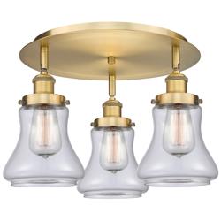 Bellmont 17.75"W 3 Light Brushed Brass Flush Mount With Clear Glass Sh