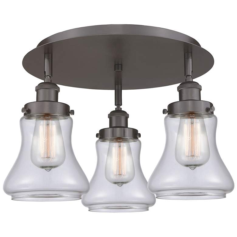 Image 1 Bellmont 17.75"W 3 Light Oil Rubbed Bronze Flush Mount w/ Clear Glass