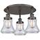 Bellmont 17.75"W 3 Light Oil Rubbed Bronze Flush Mount w/ Clear Glass
